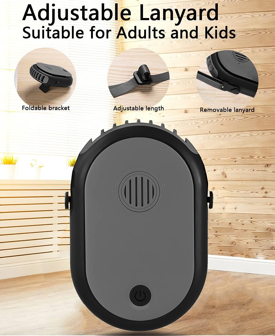 Portable Hanging Neck Fan Wearable Personal Fan Battery Operated USB Rechargeable 3 Speed Mini Handheld Air Conditioning Cooling Refrigeration Necklace Fan for Women Eyelash Camping Outdoor (black)