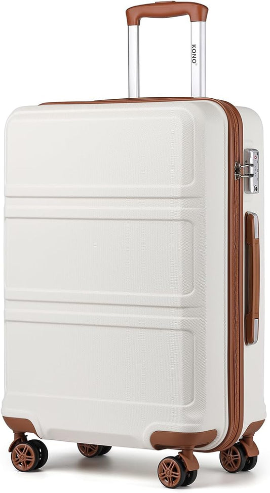 Kono 20'' Carry on Luggage Lightweight with Spinner Wheel TSA Lock Hardside Luggage 20.3" x 15" x 8.3" Carry on Suitcase Cream White