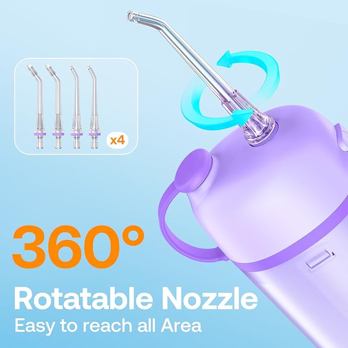Bitvae P1 Water Dental Flosser, Portable Water Cleaner Picks, Cordless Mini Water Teeth Cleaners with Telescopic Water Tank, IPX7 Waterproof Oral Irrigator, Brace & Sensitive Teeth Care, Purple