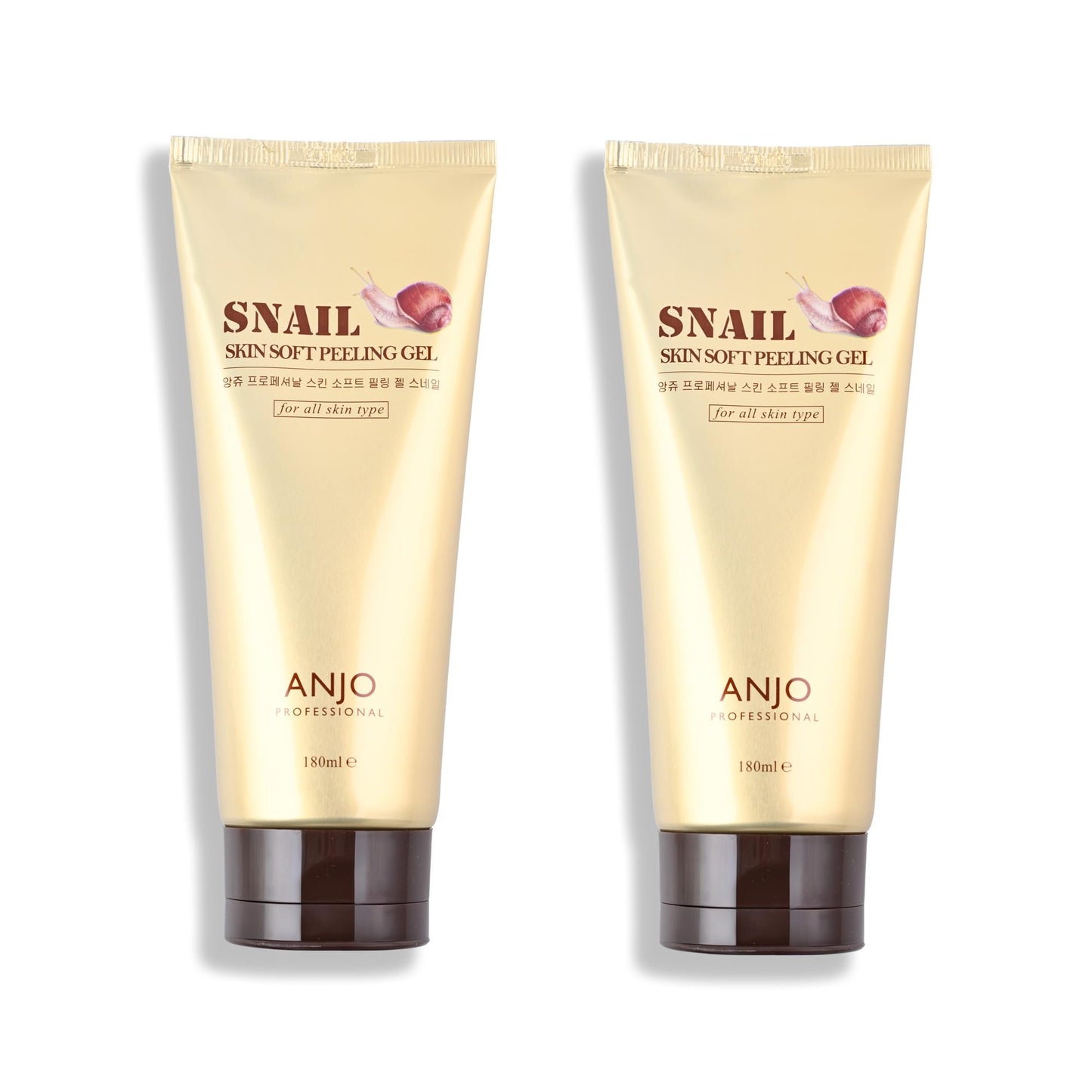 Anjo Skin Soft Snail Peeling Gel 180ML x 2 Pack - Gentle Facial Exfoliation - Korean Peeling Gel for Face & Body - Moisturizing & Soothing - with Snail Mucus for Dead Skin Removal