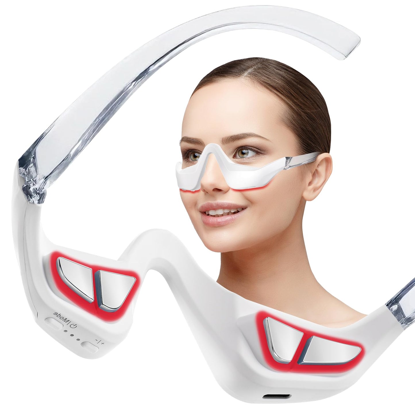 Red Light Therapy Eye Device, Red Light Eye Mask with Massager – Anti-Aging Under-Eye Treatment for Dark Circles, Puffiness, Bags, Wrinkles & Fine Lines