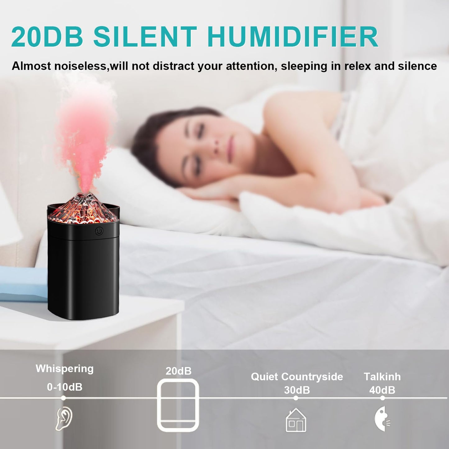 Portable Mini Humidifier, 400ml Small Humidifier with 2 Modes Large Spray, USB Personal Desktop Humidifiers for Home Bedroom Car Office Travel Yoga with 7 Color LED Light, Auto-Off, Bass Work(Black)