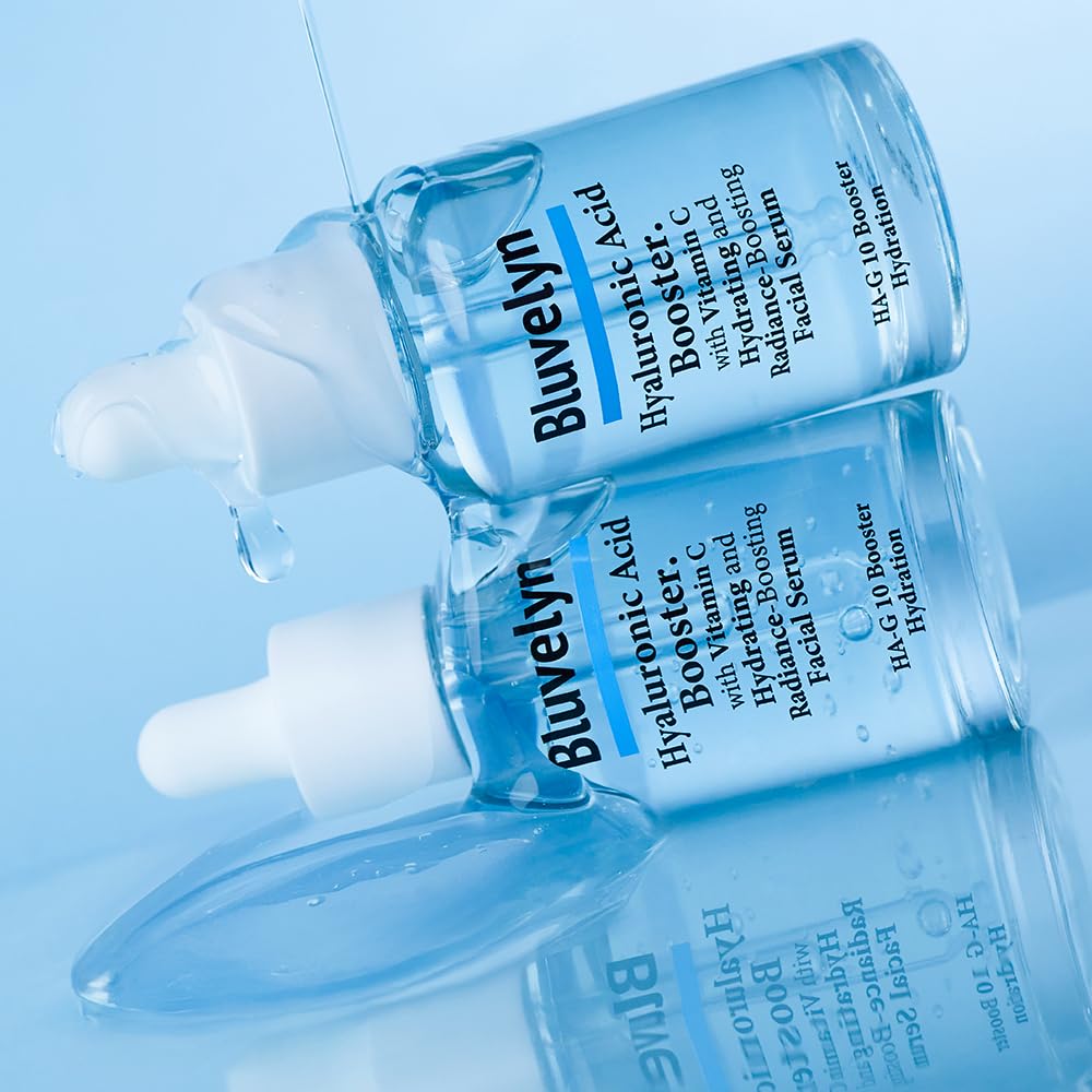 Bluvelyn 10-Layer Hyaluronic Acid Booster Serum – 100,000ppm High Concentration with Vitamin C – Deep Hydration & Brightening for All Skin Types, (50ml /1.69 fl.oz)