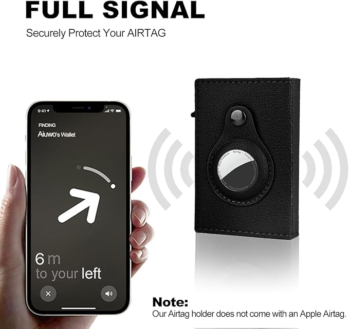 Aiuwo Airtag Wallet for Men,Mens Wallet Card Holder,Smart,Slim,Minimalist Wallet,Credit Cards Holder RFID Blocking Wallet (Airtag Wallet, Lichee Black)