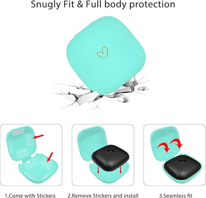 Compatible with Powerbeats Pro, Soft Silicone Case with Gold Heart Pattern for Powerbeats Pro Case with Cute Butterfly Keychain for Girls Women (Mint Green)