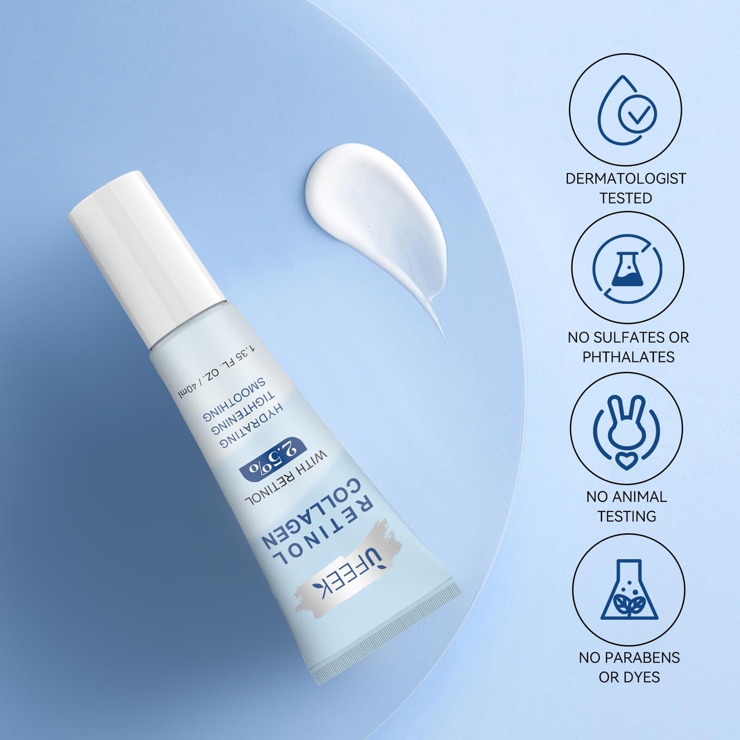 Retinol Moisturizer Face Cream with Collagen, Hyaluronic Acid – Anti Aging & Hydrating Cream for Face, Chest & Body – Instant Face Lift Cream, Neck wrinkle cream for Men & Women, 1.35 FL OZ