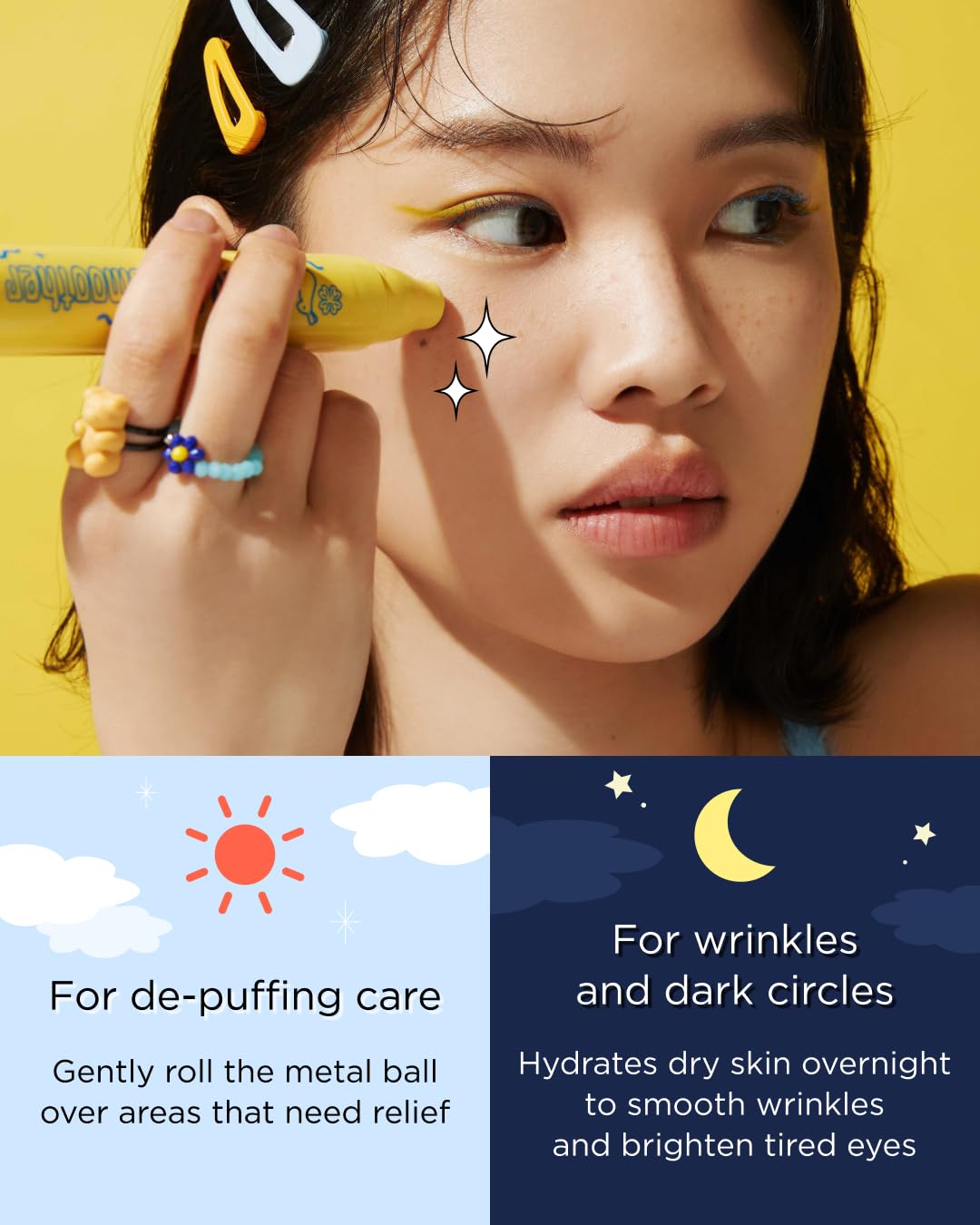 CHASIN' RABBITS Bunny Line Smoother Eye Cream Roller, 0.5 Fl Oz, Eye Serum with Surgical Steel Cooling Stick, Adenosine, Niacinamide, Dark Circles, Fine Lines, Under Eye, Vegan, Korean Skin Care