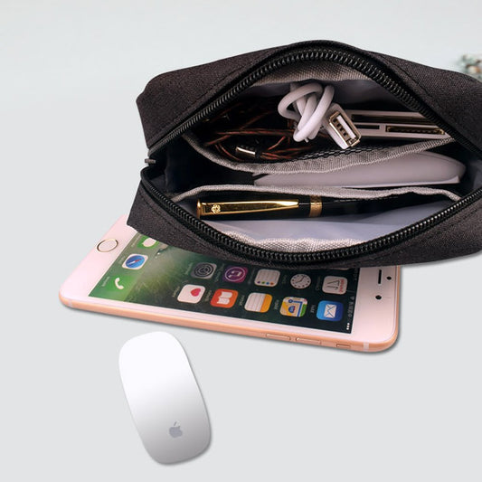 ERCRYSTO Universal Electronics/Accessories Soft Carrying Case Bag, Durable & Light-weight,Suitable for Out-going, Business, Travel and Cosmetics Kit (Small-Black)