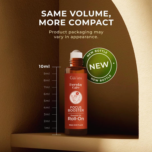 Gya Labs Focus Booster Essential Oil Roll on - Supports Sustained Sense of Focus for Studies & Tasks - 100% Pure Natural Aromatherapy Oil Roller, Geranium & Eucalyptus Blend, Travel Size (0.34 Fl Oz)