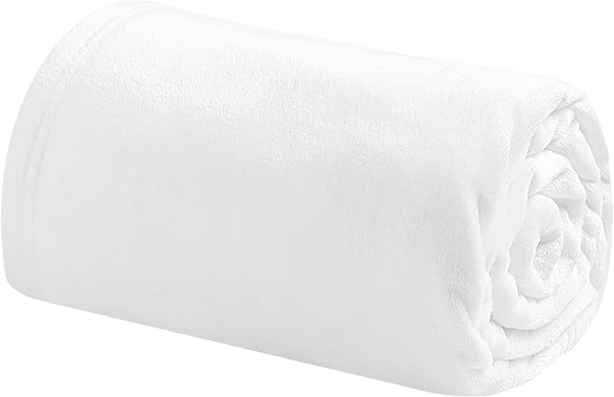 Bedsure GentleSoft Bedding Fleece Blanket for Girls and Boys - Soft Cozy Cute Small Throw Blankets for Travel, 43x55 Inches, White