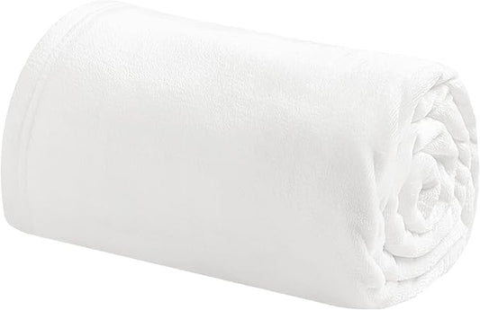 Bedsure GentleSoft Bedding Fleece Blanket for Girls and Boys - Soft Cozy Cute Small Throw Blankets for Travel, 43x55 Inches, White