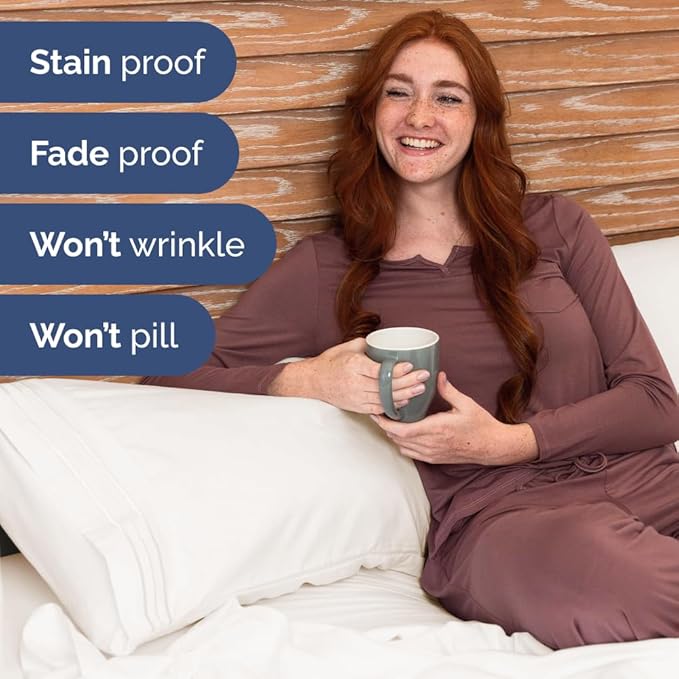 Bulk Case Pack of 10 Sheet Sets - (10) Complete Split King Size Sheet Sets w/ Deep Pockets - Wholesale Bulk Bedding for Hotels, Spas & Airbnbs - Breathable & Wrinkle Free - (Split King, Antique White)