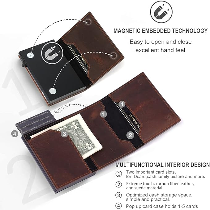 Aiuwo Airtag Wallet for Men,Mens Wallet Card Holder,Smart,Slim,Minimalist Wallet,Credit Cards Holder RFID Blocking Wallet (Airtag Wallet, Crazy Horse Brown)