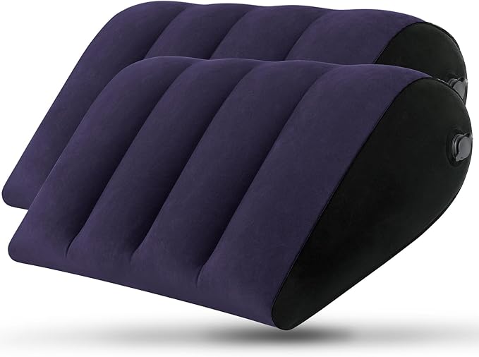 Portable Inflatable Wedge Pillow 2 Pack,Body Positioner for Sleep Support, Large 20in Adjustable Travel Pillow - Lightweight Bed/Leg Support Pillow, Fast Inflation, 2 Pack