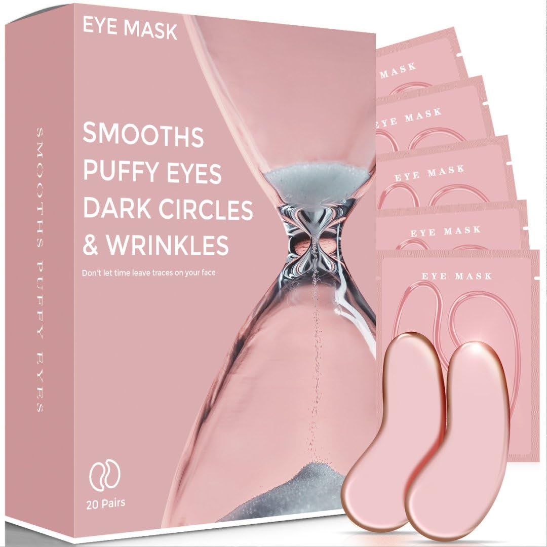 Rokelos Under Eye Patches (20 Pairs), pink Hyaluronic Acid Eye Patches For Puffy Eyes, Dark Circles, Puffiness, Refresh,Revitalizing, Wrinkles, Anti Aging & Face Moisturizer For Women and Men