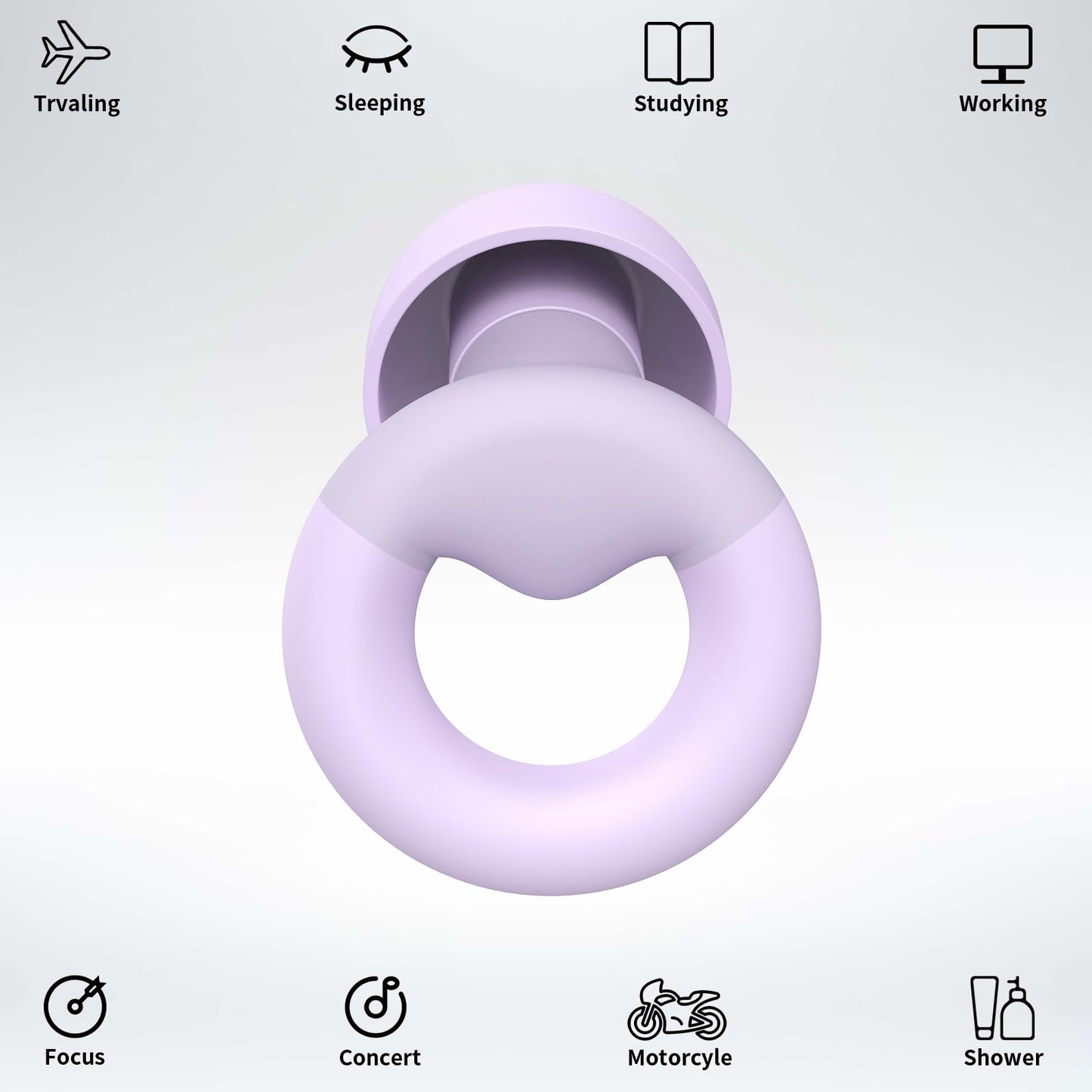 JUSTRVN Earplugs for Sleeping,Noise Reduction Soft Silicone Ear plugs with 7 Pairs Ear tips&One Connection Cord,Hearing Protection Reusable Earplugs for Sleeping,Concert,Work&Sound Reduction 25dB-30db