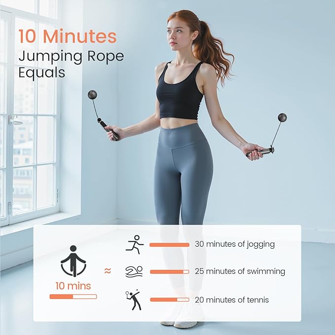 2 in 1 Smart Jump Rope with Digital Counter - Adjustable Cordless Skipping Rope for Weight Loss, Home Workout & Boxing Training 3 Modes (Speed/Calorie/Time) Gift for Women Men Kids (Black)