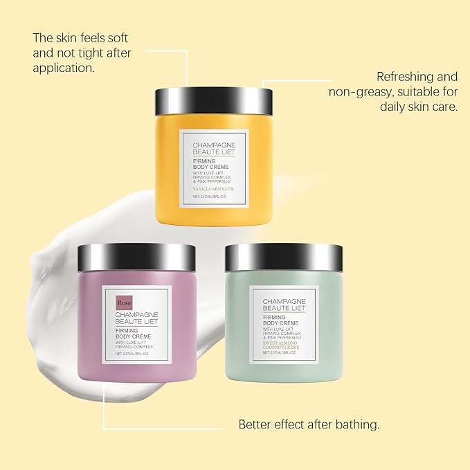 Champagne Lift & Firming Body Cream,Champagne Lift Body Creme – Anti-Aging Skin Tightening with Lifting Formula | Hydrates Dry Skin,Deep Hydration & Smoothing, Hydrates Dry Skin Arms & Legs (Rose)