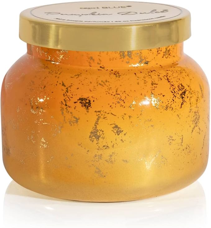 Capri Blue Glimmer Jar Candles - Luxury Holiday Scented Candles for Home - Long Lasting Soy Wax Blend - Scented Holiday & Home Decor - Pumpkin Dulce Oversized Signature Jar (28 oz)
