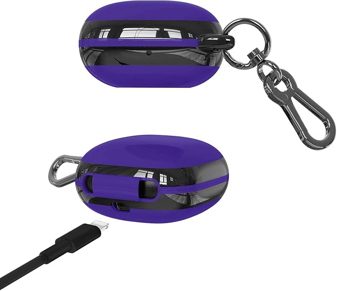 Compatible Powerbeats Pro Case Cover, Full Protective Shockproof Anti-Slip Silicone Case for Beats Powerbeats Pro (Black Edge+Dark Purple)