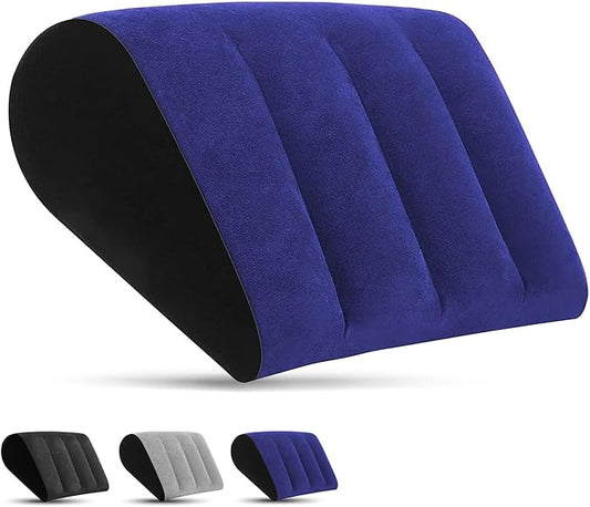 Inflatable Bed Wedge Pillow for Traveling – Portable Inflatable Cushion for Sleeping in Bed, Leg Elevation & Back Support, Quick Inflate Camping Pillow, Home & Airplane Use(Blue)