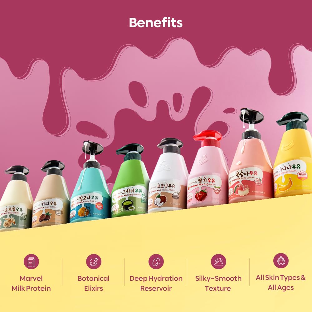 WELCOS Kwailnara Green Tea Milk Body Lotion & Body Wash Set – Soothing & Refreshing Korean Skincare Set with Green Tea Extract, 560g / 19.75oz Each