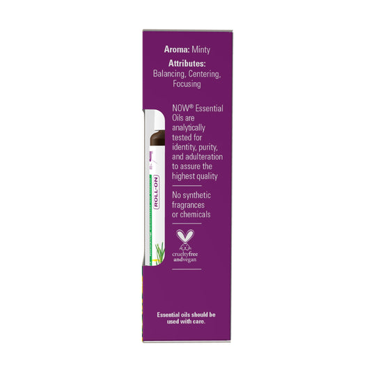 NOW Essential Oils, Mind That Energy Roll On, Non-GMO Project Verified, Focusing Blend, Steam Distilled, Topical Aromatherapy, 10-mL