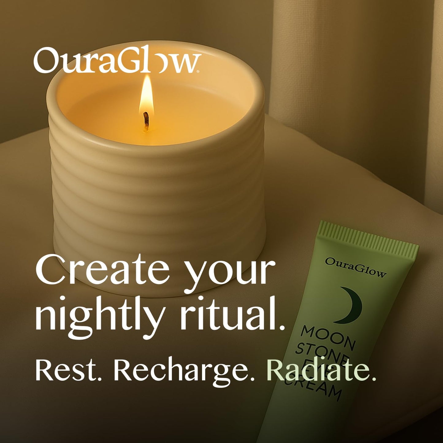 OURAGLOW Caffeine Eye Cream for Dark Circles and Puffiness – Moonstone Under Eye Cream with Cooling Tip, Retinol, Hyaluronic Acid & Peptides – for Wrinkles, Bags, Fine Lines – Fragrance-Free