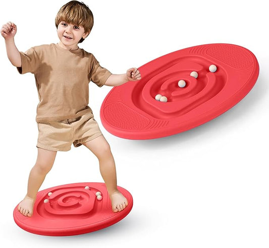 Kids Maze Balance Board - Wobble Trainer for Ski Surf Snowboard, Non-Slip Sensory Rocker Ages 3-12, Core Therapy & Skate Prep
