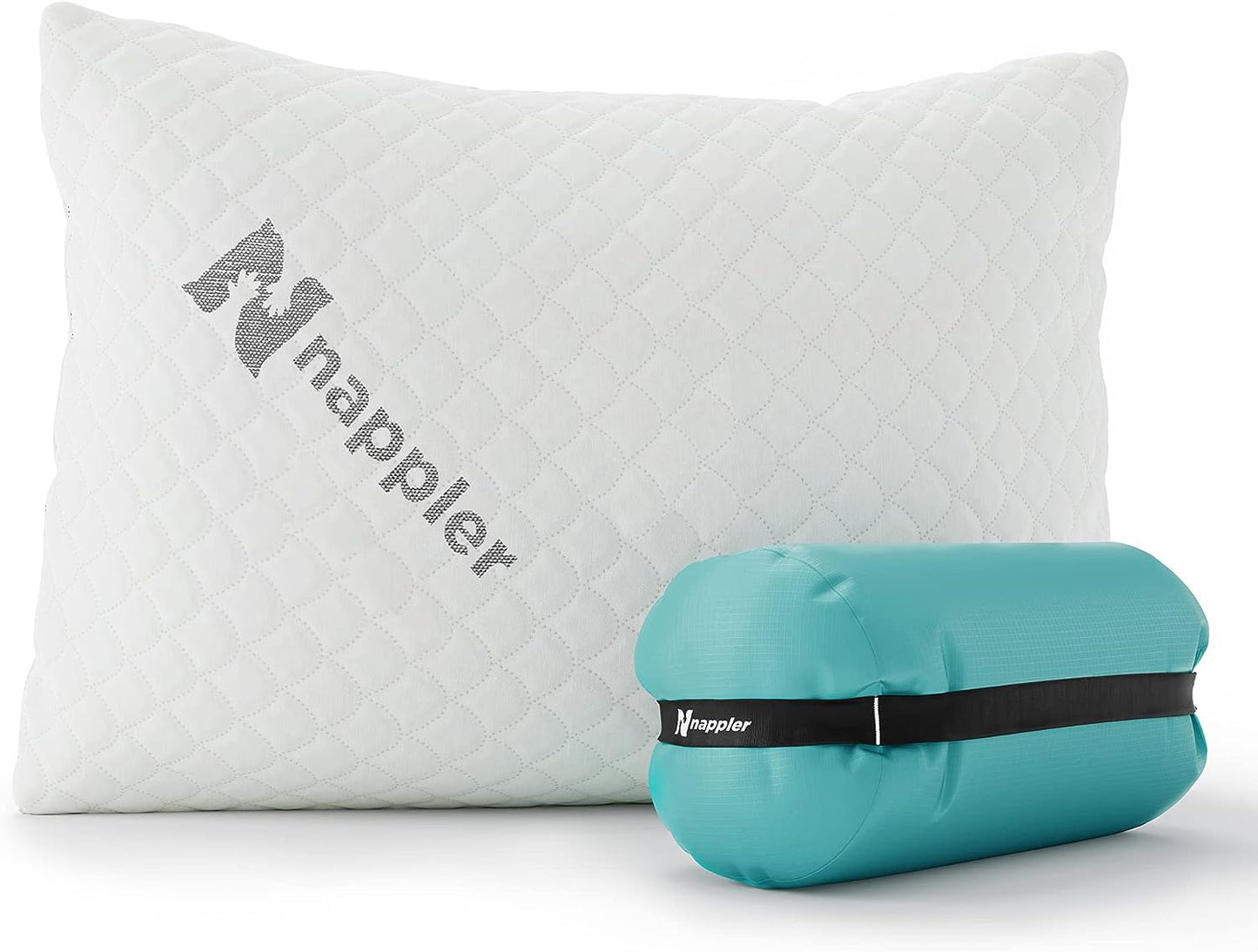 Nappler Small Shredded Memory Foam Pillow for Travel and Camping - Compressible Medium Firm Bed Pillow, Contoured Support, Breathable Cover, Machine Washable, Ideal Backpacking, Airplane and Car