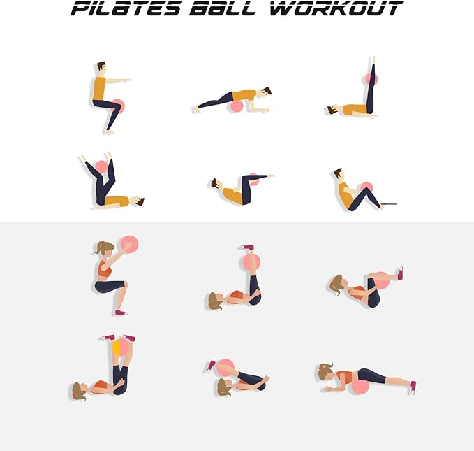 Cikyner Soft Pilates Ball, Small Exercise Ball 9 Inch Mini Gym Ball with Inflatable Straw, Suitable for Pilates, Yoga, Full Body Training, Physical Therapy and Balance improving at Home