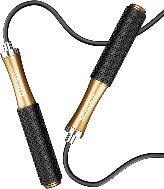 5mm PVC Jump Rope For Men Women - Dual Ball Bearing -Metal Handle Core Covered Rubber Grip- Adjustable 10ft long Skipping Rope - Good For Workout Fitness Weight loss