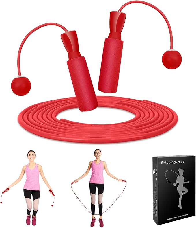 2 In 1 Cordless Jump Rope, Tangle-Free Adjustable Skipping rope for Fitness for Women Men and Kids, Adjustable Weighted Jump Rope with Ball Bearings and Memory Foam Handles indoor/Outdoor