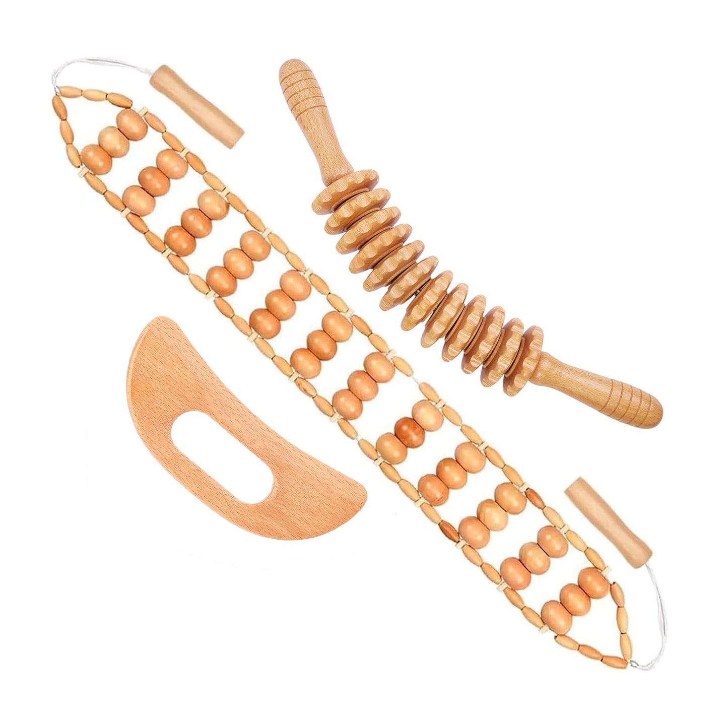 3PCS Wood Therapy Massage Tools, Lymphatic Drainage & Body Sculpting Wooden Massager, Maderoterapia Anti-Cellulite Tool for Deep Tissue Massage, Pain Relief & Muscle Recovery