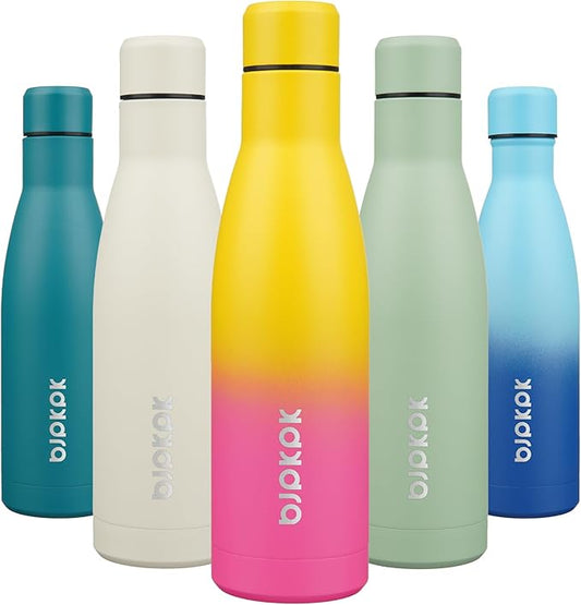 BJPKPK 17oz Insulated Water Bottles Stainless Steel Sports Water Bottles Keep Cold and Hot for Travel Dishwasher Safe,Rainbow