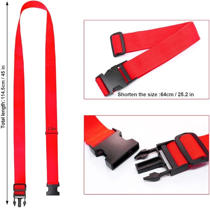 4Pack Luggage Straps for Suitcases, Travel Connector for Carry On Bag, Add Bag to Connect Two Suitcases, Adjustable Belt Attachment Accessories for Connect Your 3 Luggages, Red