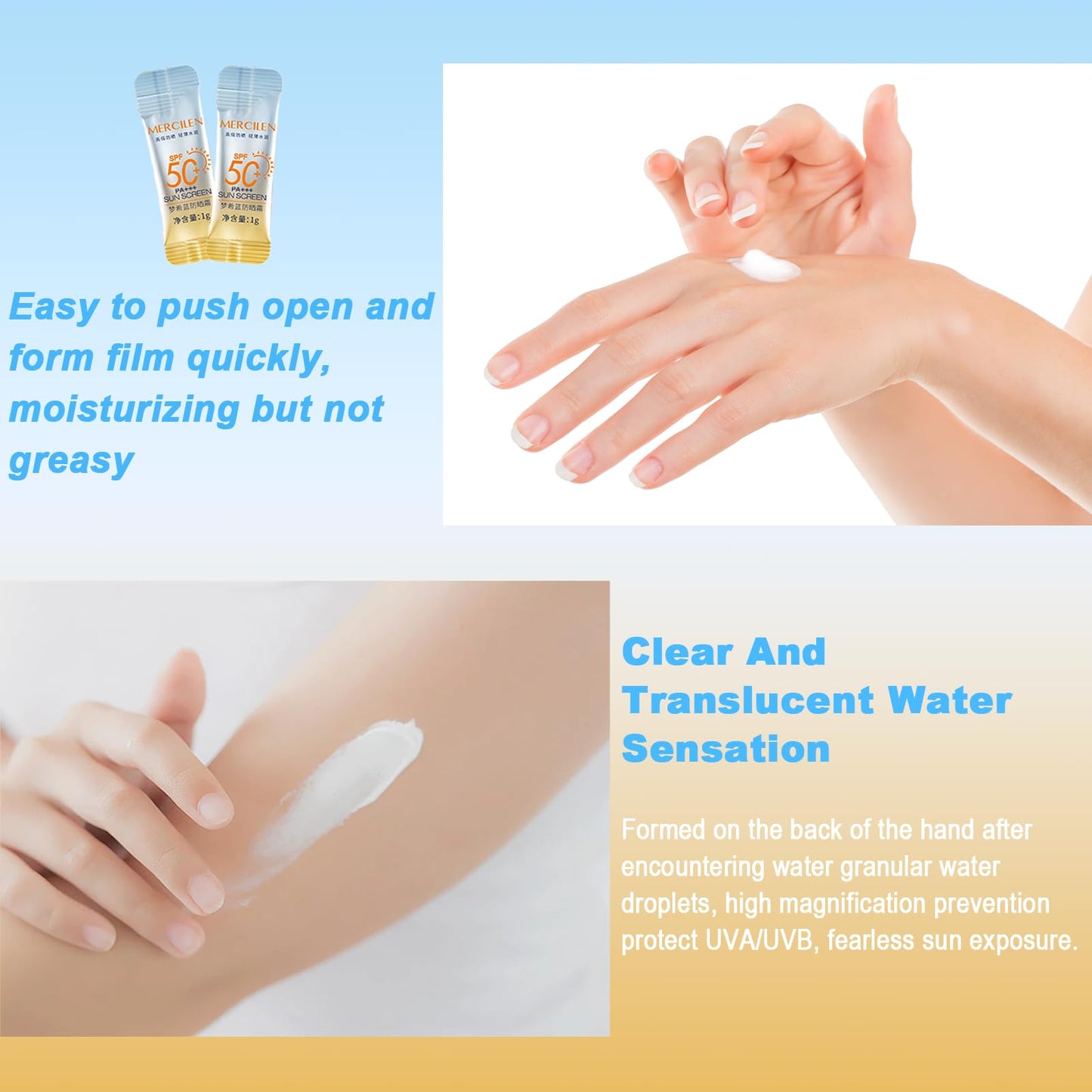 30PCS Mini Sunscreen SPF50+ PA+++ - Travel Size Sunscreen Bulk for Face & Body, Lightweight & Non-Greasy, Water-Resistant, Perfect for Summer Party & Thank You Gifts