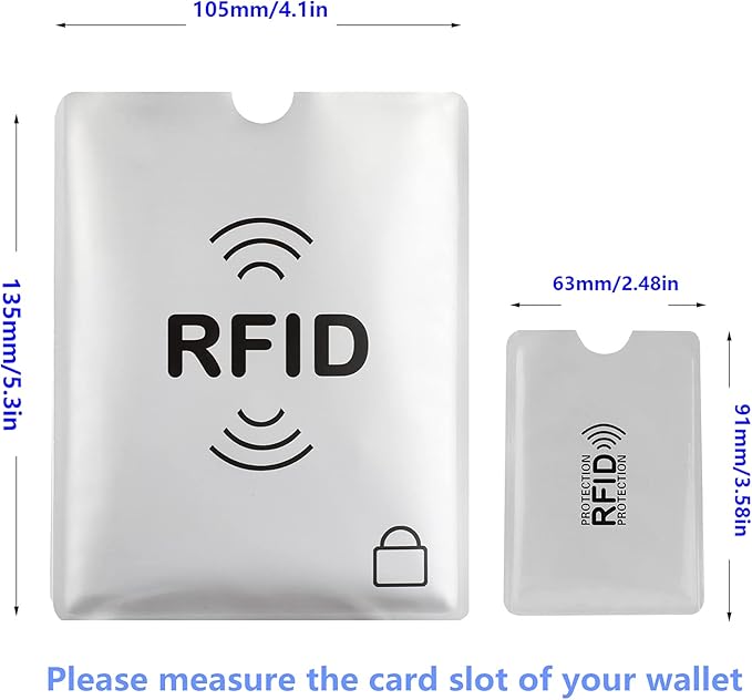 16 RFID Blocking Sleeves Set (10 Credit Card Holders & 4 Passport Protectors) Identity Theft Protection Secure Sleeves Set.Waterproof aluminum foil slim Design easily into your Wallet