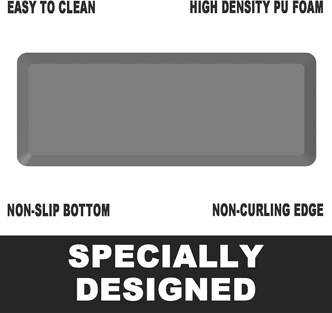 Anti Fatigue Floor Mat,Kitchen Mat, Standing Desk Mat – Comfort at Home, Office, Garage - Polyurethane(PU) Foam (Gray, 40" L x 20" W x 1" Th)