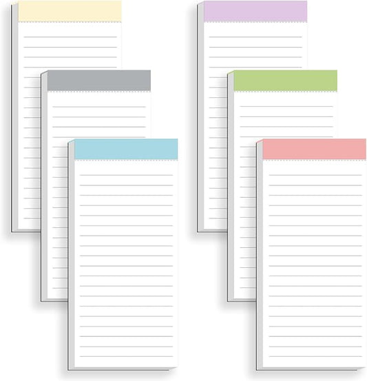 6 Pack Magnetic Notepads for Fridge, Grocery List Magnet Pad for Refrigerator, Memo Notepad with Lined Pages, 50 Sheets per Note Pads To-Do List, Shopping List(300Sheets)