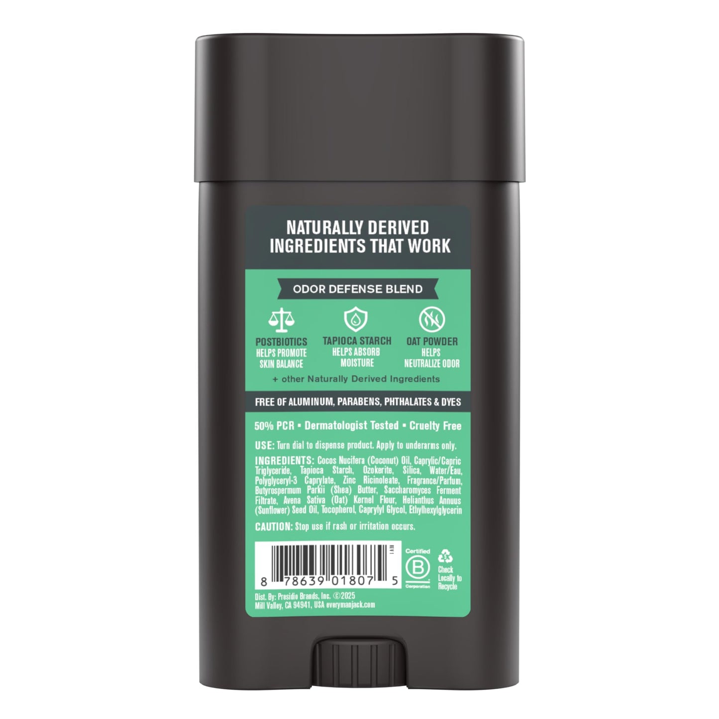 Every Man Jack Men's Pro Deodorant - 48-Hour Odor Defense Blend - Aluminum Free - Contains Postbiotics, Tapioca Stach & Oat Powder - Coastal Surf Scent - 2.6 oz (1 Pack)