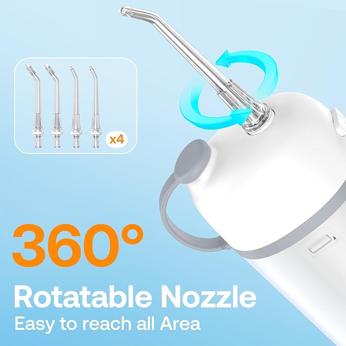 Bitvae P1 Portable Mini Dental Flosser, Cordless Water Cleaner with Telescopic Tank, Rechargeable Oral Irrigator for Travel & Home, Frost White