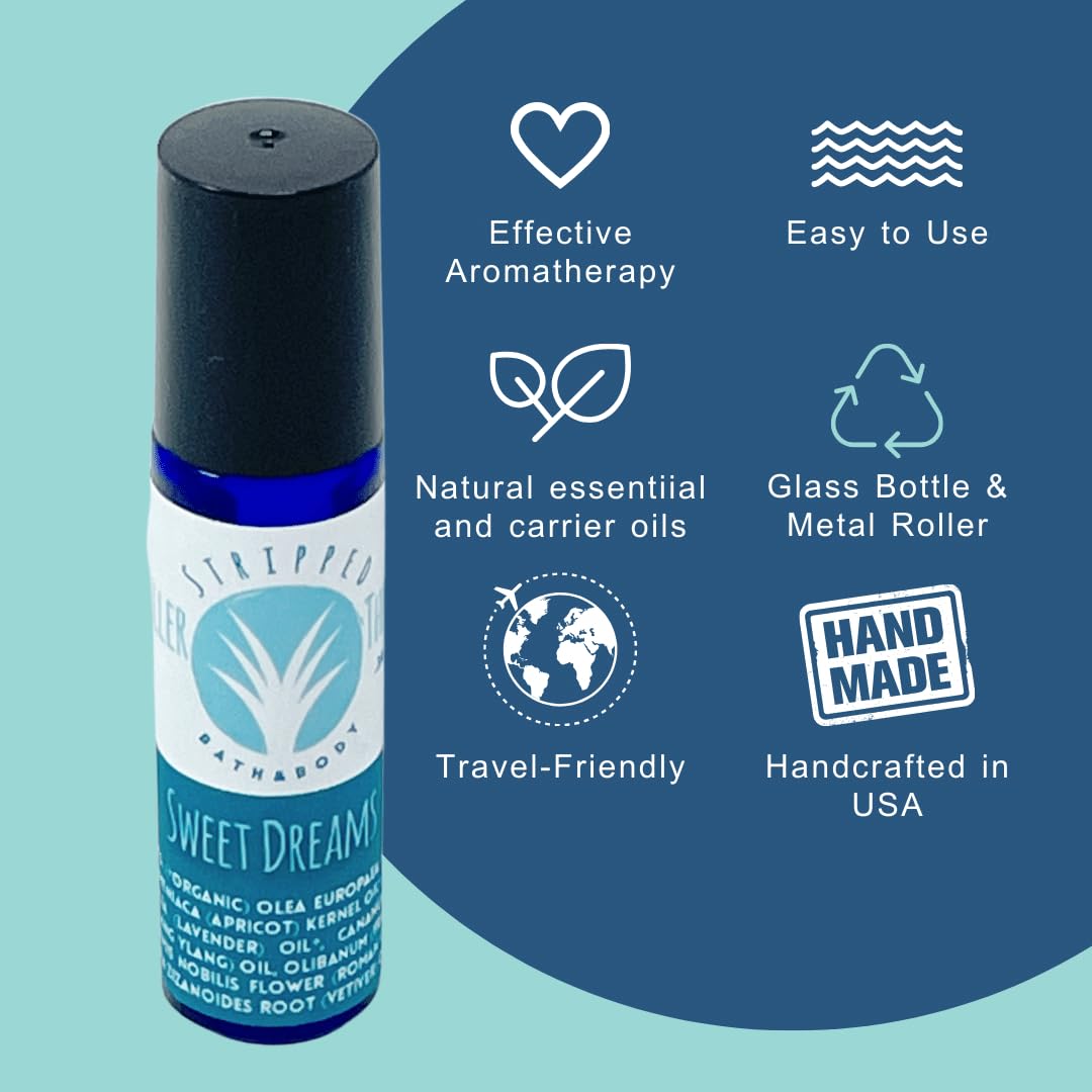 SWEET DREAMS Roll On Relaxation Aromatherapy | Night Time Unwind Support Blend w/Lavender, Neroli & Chamomile Essential Oils | Stocking Stuffer Idea