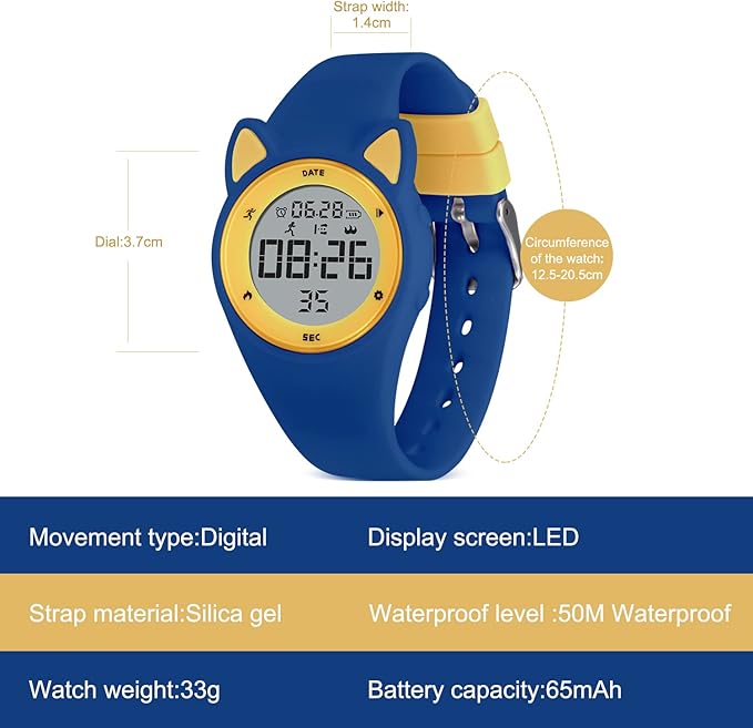 Kids Watches for Girls Boys Digital Sport Watch with Step Counter Pedometer Vibration Alarm Clock, No App Waterproof Fitness Tracker Kids Watch Boys Girls Teens Students Ages 5-16