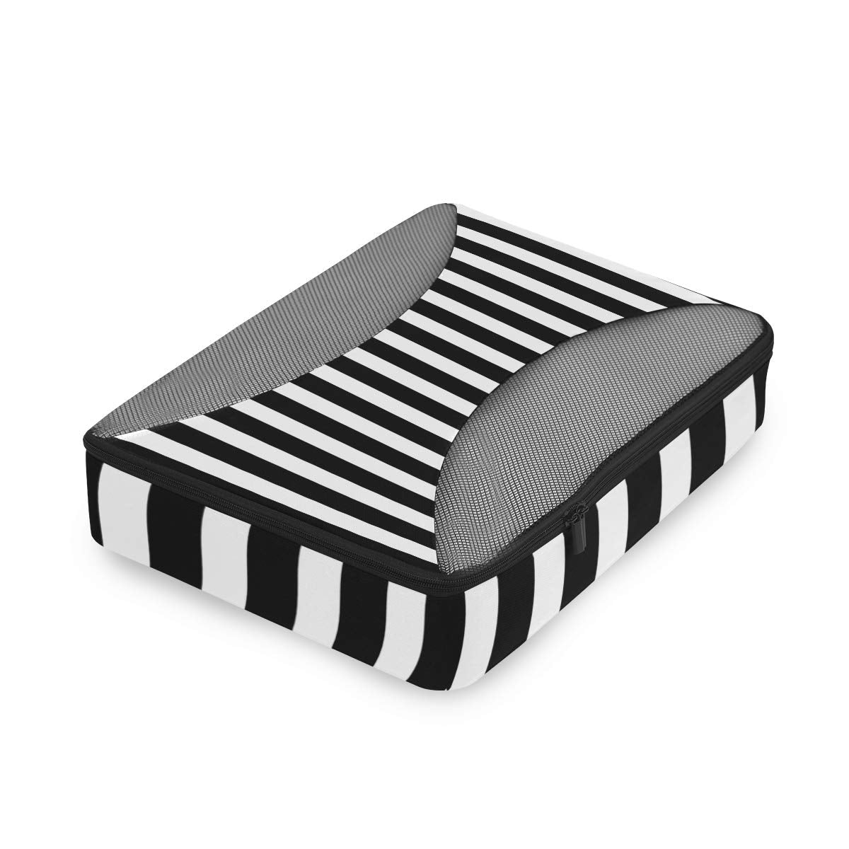 ALAZA 4 Set Packing Cubes for Travel Essentials Black White Stripes Suitcases Luggage Organizer Bags