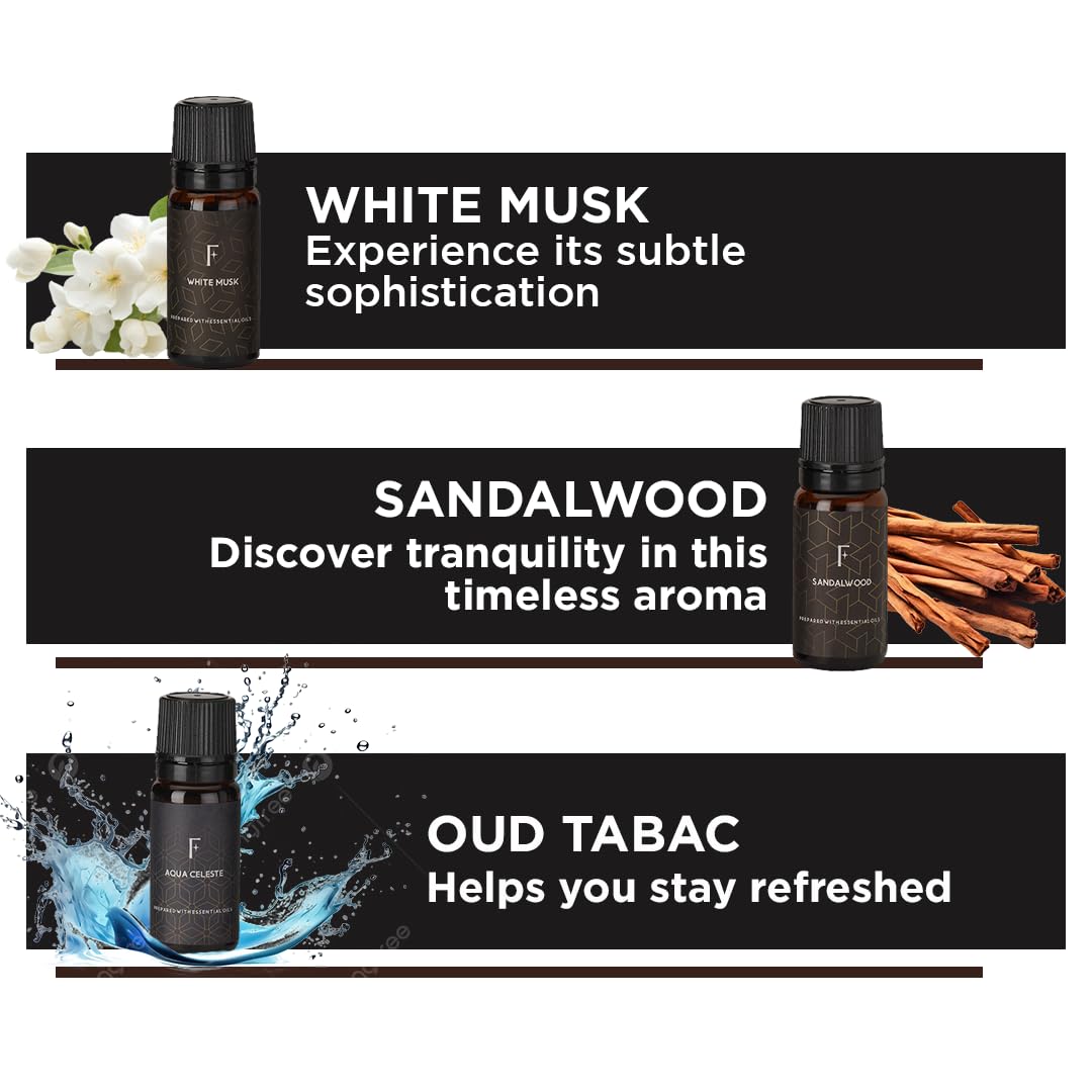 Folkulture Essential Oils Set for Men | Set of 6 (0.34 Fl Oz or 60ml) Diffuser Oils for Home | Oud Tabac, Sandalwood, Leather Wood | Fragrance Oil