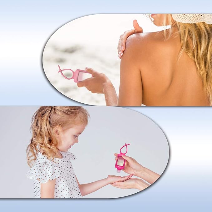 5 Pack Hand Sanitizer Travel Size Holder, 60ml/2oz Travel Keychain Bottles Sanitizer Holder Refillable Squeeze Containers for Kids and Adult