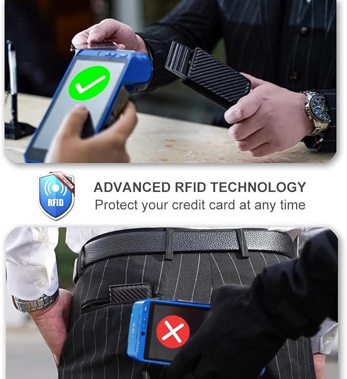 Aiuwo Airtag Wallet for Men,Mens Wallet Card Holder,Smart,Slim,Minimalist Wallet,Credit Cards Holder RFID Blocking Wallet (Airtag Wallet, Carbon Fiber)