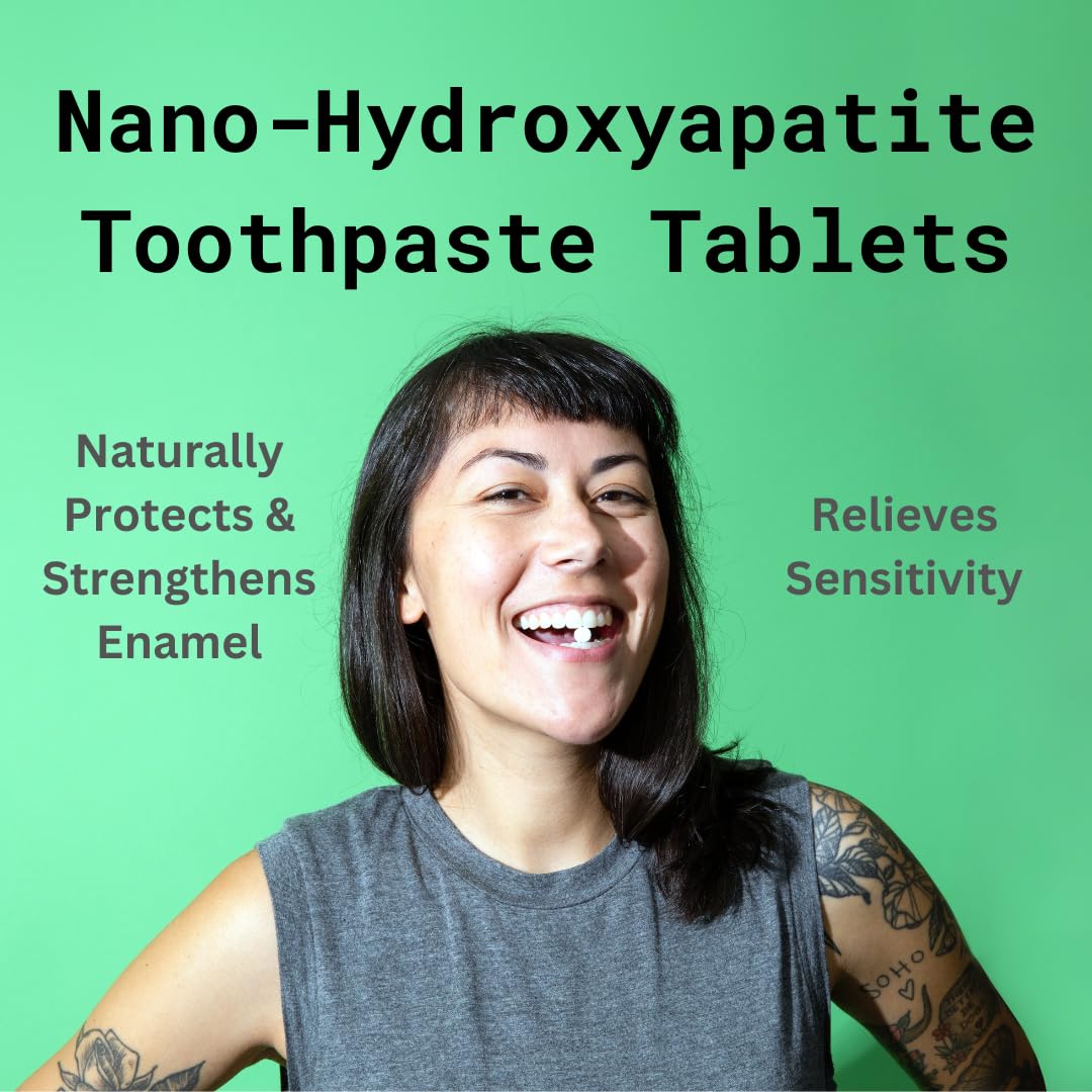 Canary Nano Hydroxyapatite Toothpaste Tablets Peppermint - Remineralizing, Fluoride Free, All Natural Tabs with Xylitol - Great for Travel, Plastic Free - 126 Count