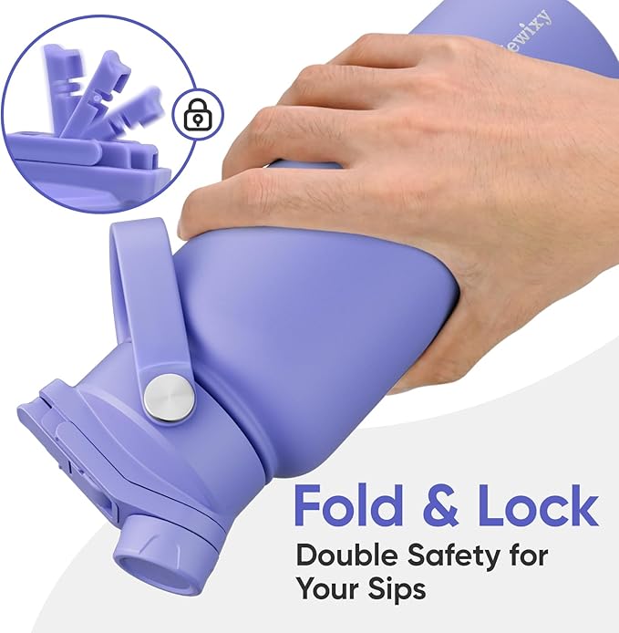 32 oz Insulated Water Bottle, 2-in-1 Lid, Straw & Spout with Protected, Leak Proof, Keep Cold, Stainless Steel, Metal, Reusable, Handle, for Outdoor, Gym and School, 2 Lids, Aurora Blue